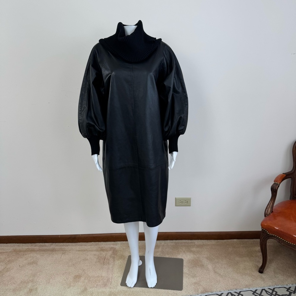 Jean Paul Gaultier Genuine Leather Dress Black Femme Midi L - Picture 4 of 15